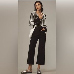 Anthropology MAEVE the Collette cropped wide leg pants - black